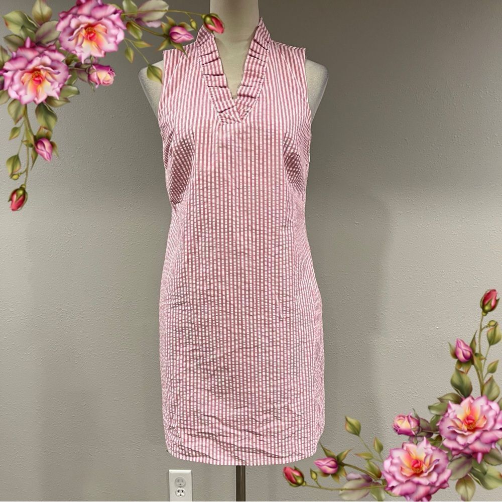 Crown &‎ Ivy Pink Striped Sleeveless mini Dress